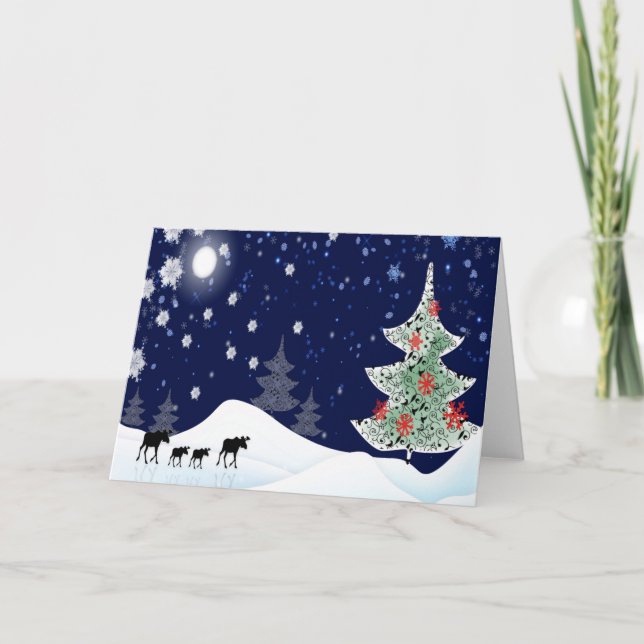 Cartes Pour Fêtes Annuelles Orignaux de Noël (Devant)