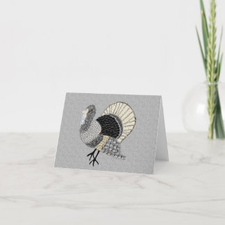 Cartes Pour Fêtes Annuelles Ornat noir et blanc Thanksgiving Turquie