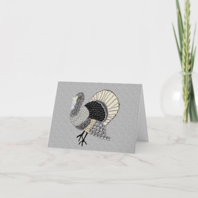 Cartes Pour Fêtes Annuelles Ornat noir et blanc Thanksgiving Turquie (Devant)