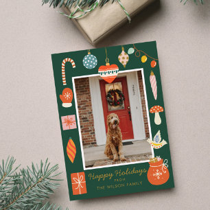 Cartes Pour Fêtes Annuelles Ornement Coloré de Noël Photo de Famille Mignonne