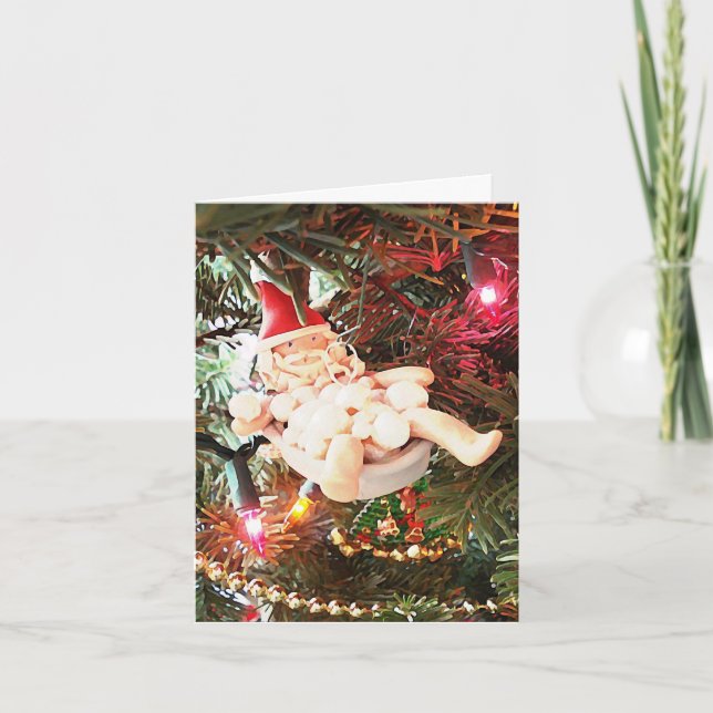 Cartes Pour Fêtes Annuelles Ornement de bain moussant de Père Noël (Devant)