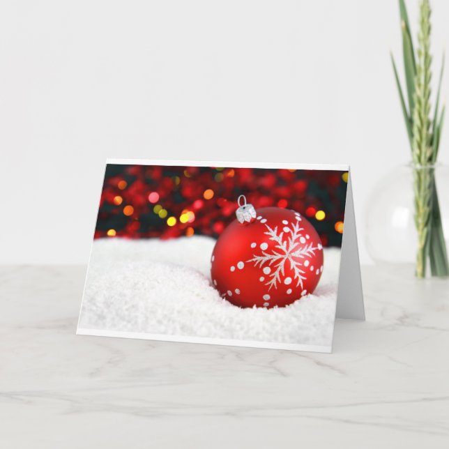 Cartes Pour Fêtes Annuelles Ornement de balle rouge (Devant)