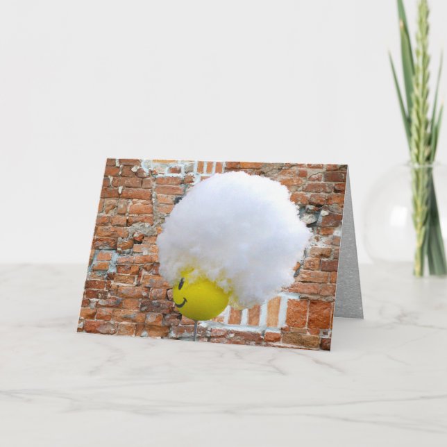 Cartes Pour Fêtes Annuelles Ornement de haut d'antenne visage jaune heureux, c (Devant)