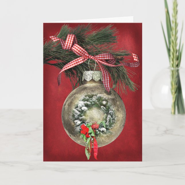 Cartes Pour Fêtes Annuelles Ornement de la couronne de Noël (Devant)