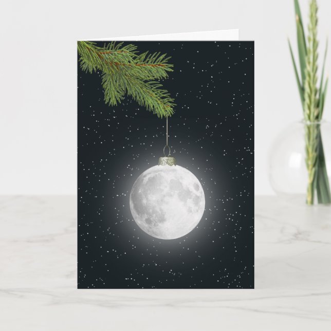 Cartes Pour Fêtes Annuelles Ornement de la Lune de Noël (Devant)