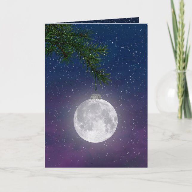 Cartes Pour Fêtes Annuelles Ornement de la Lune de Noël (Devant)
