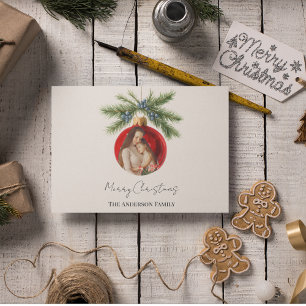 Cartes Pour Fêtes Annuelles Ornement de Noël à l'aquarelle élégante pour photo