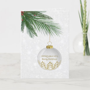 Cartes Pour Fêtes Annuelles Ornement De Noël Accroché Sur Pin