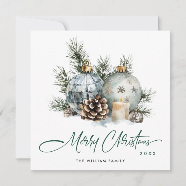Cartes Pour Fêtes Annuelles Ornement de Noël bohème à l'aquarelle élégante (Devant)