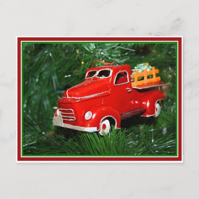 Cartes Pour Fêtes Annuelles Ornement de Noël de Camion Rouge (4) (Devant)