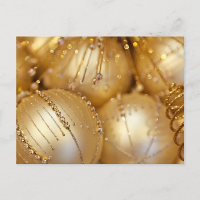 Cartes Pour Fêtes Annuelles Ornement de Noël d'or (Devant)