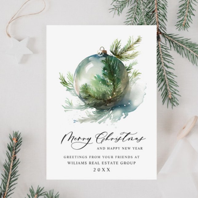 Cartes Pour Fêtes Annuelles Ornement de Noël élégant Message d'entreprise (Créateur téléchargé)