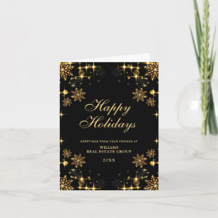 Cartes Pour Fêtes Annuelles Ornement de Noël Noir d'or Salutation d'entreprise