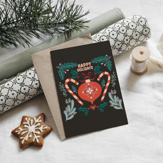 Cartes Pour Fêtes Annuelles Ornement de Noël rétro vintage (Créateur téléchargé)