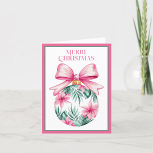 Cartes Pour Fêtes Annuelles Ornement de Noël rose et vert de Preppy