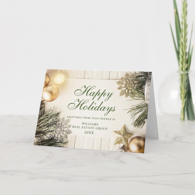Cartes Pour Fêtes Annuelles Ornement de Noël rustique rétro pour entreprise (Devant)