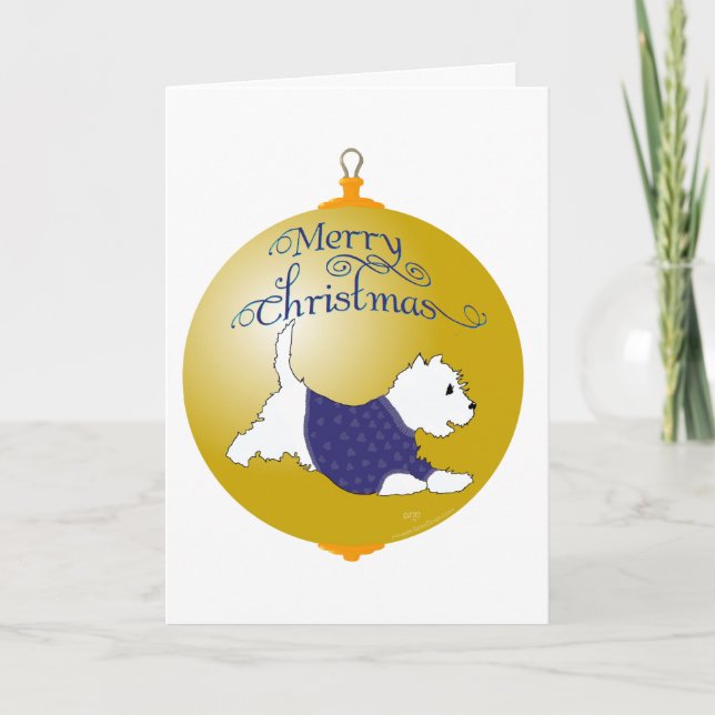 Cartes Pour Fêtes Annuelles Ornement de Noël Westie (Devant)