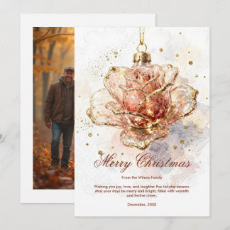 Cartes Pour Fêtes Annuelles Ornement de rose en or rose Photo Noël TMF26