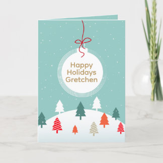 Cartes Pour Fêtes Annuelles Ornement de sapin de Noël personnalisé Teal Snow