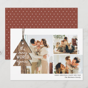 Cartes Pour Fêtes Annuelles Ornement en bois rustique 3 Collage photo Noël