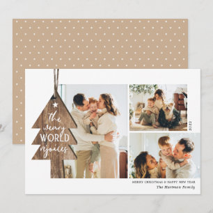 Cartes Pour Fêtes Annuelles Ornement en bois rustique 3 Collage photo Noël