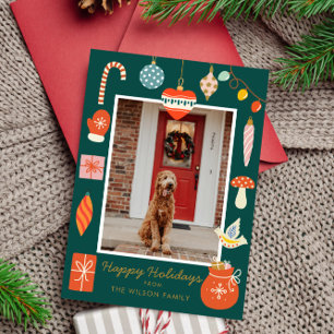 Cartes Pour Fêtes Annuelles Ornement Joyeux Noël Famille Mignonne Photo Fêtes