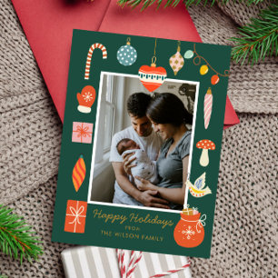 Cartes Pour Fêtes Annuelles Ornement Joyeux Noël Mignon Famille Photo Fêtes