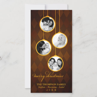 Cartes Pour Fêtes Annuelles Ornement moderne Or et Joyeux Noël Brown