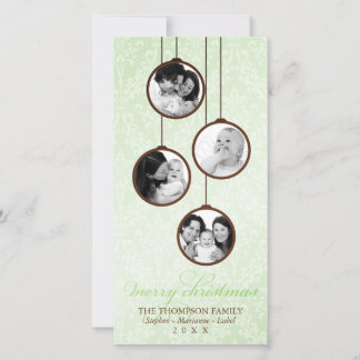 Cartes Pour Fêtes Annuelles Ornement moderne Vert et Brown Joyeux Noël