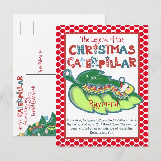 Cartes Pour Fêtes Annuelles Ornement personnalisé Caterpillar Enfant (Devant / Derrière)