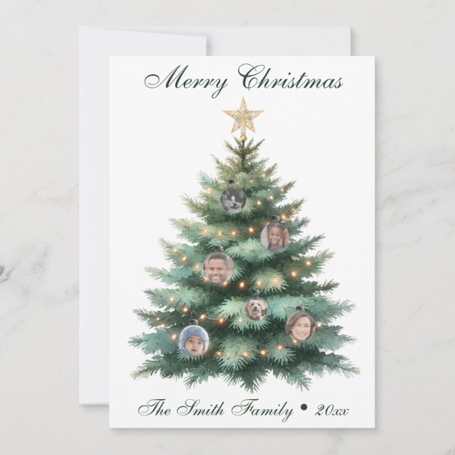 Cartes Pour Fêtes Annuelles Ornement photo de l'arbre de Noël (Devant)