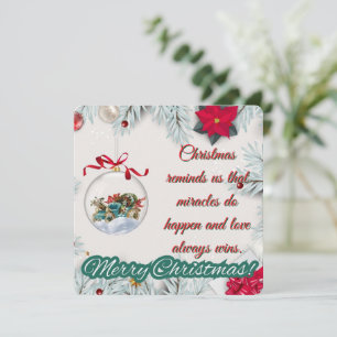 Cartes Pour Fêtes Annuelles Ornement vintage et Poinsettia Noël