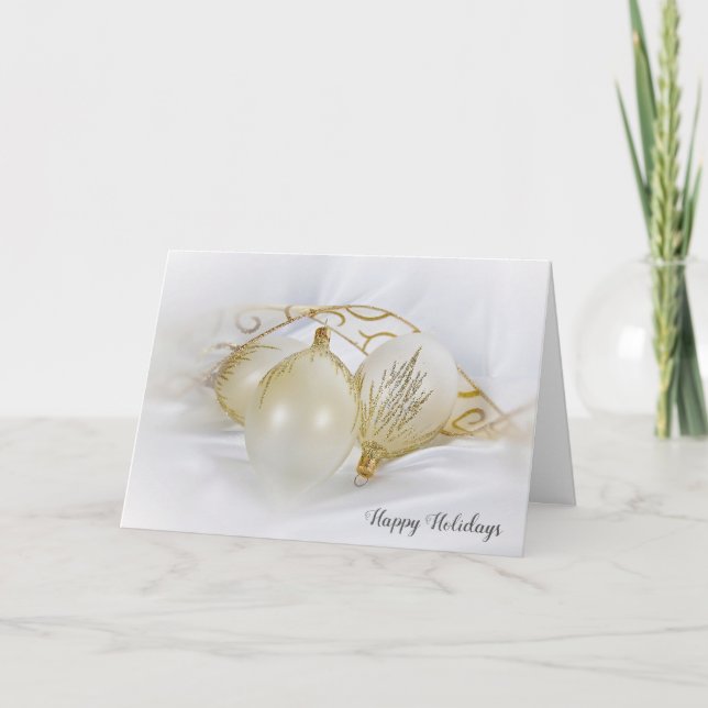 Cartes Pour Fêtes Annuelles ornements blanc et or (Devant)