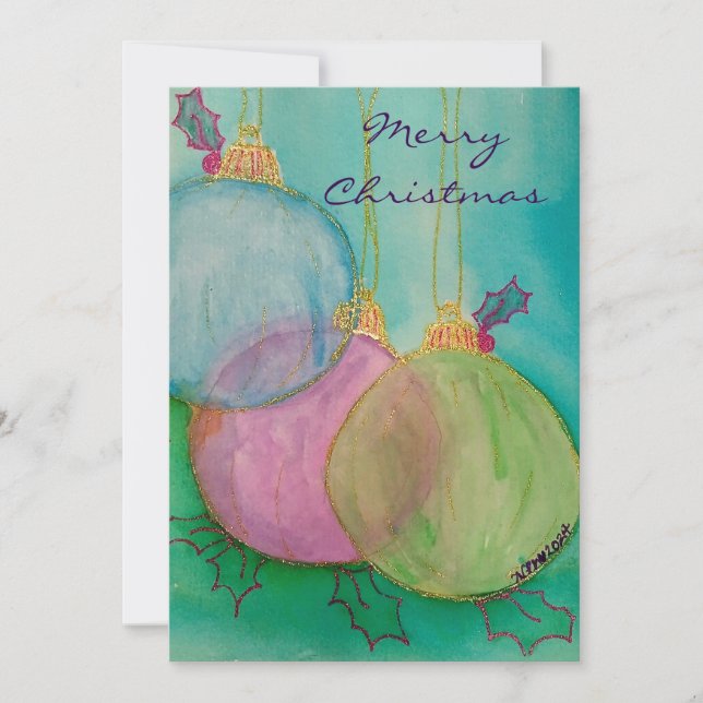 Cartes Pour Fêtes Annuelles Ornements de Noël (Devant)