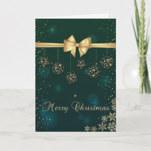 Cartes Pour Fêtes Annuelles Ornements de Noël d'or, Bow
