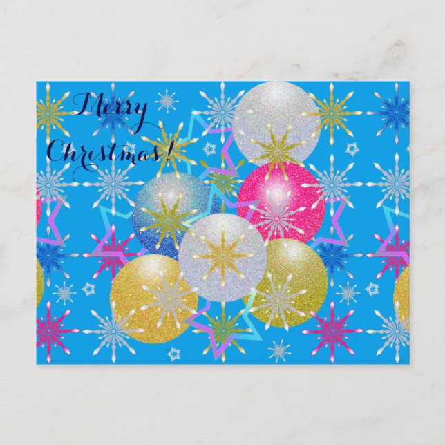 Cartes Pour Fêtes Annuelles Ornements de Noël et flocons de neige (Devant)