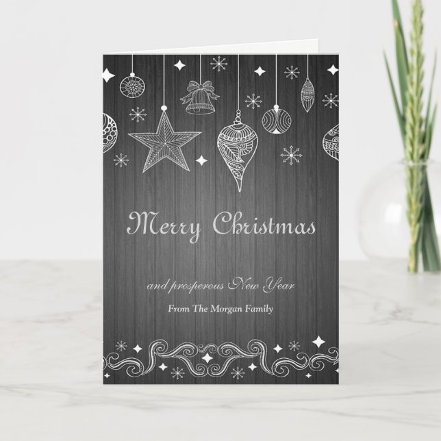Cartes Pour Fêtes Annuelles Ornements de Noël, Joyeux Noël -Personnalisé (Devant)
