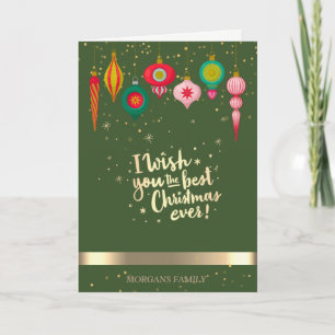 Cartes Pour Fêtes Annuelles Ornements de Noël rétro Vert