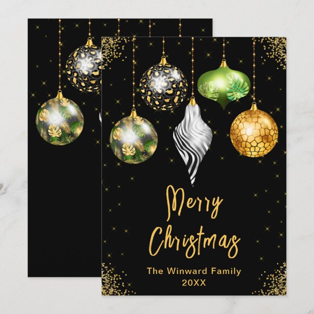 Cartes Pour Fêtes Annuelles Ornements de safari Joyeux Noël (Devant / Derrière)