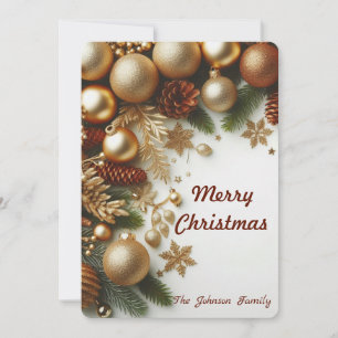 Cartes Pour Fêtes Annuelles Ornements et branches en or de Noël