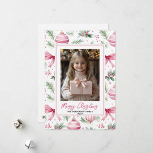 Cartes Pour Fêtes Annuelles Ornements et vaches roses personnalisés Noël Nom d