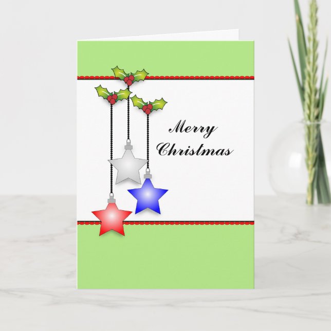 Cartes Pour Fêtes Annuelles Ornements patriotiques de Noël, Joyeux Noël (Devant)