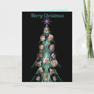 Cartes Pour Fêtes Annuelles Ornements photo de chien sur arbre fractal Noir
