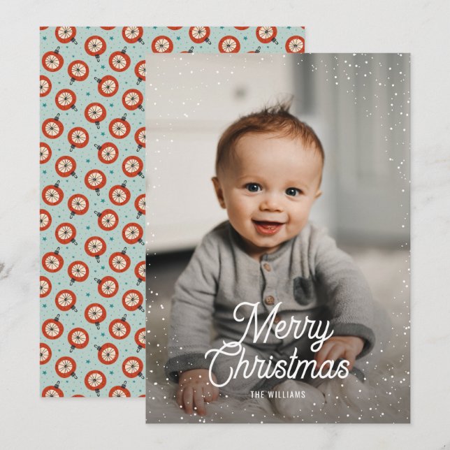 Cartes Pour Fêtes Annuelles Ornements Photo Neige Noël (Devant / Derrière)