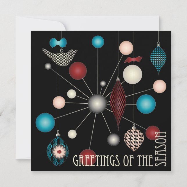Cartes Pour Fêtes Annuelles Ornements rétro de Noël (Devant)