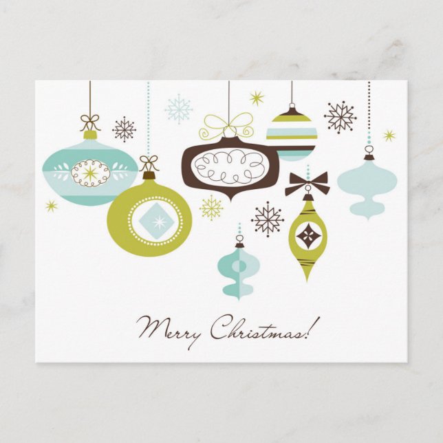 Cartes Pour Fêtes Annuelles Ornements rétro, Joyeux Noël (Devant)