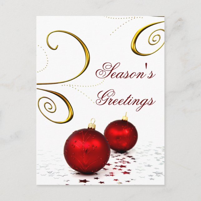 Cartes Pour Fêtes Annuelles ornements rouges festifs Noël Salutation PostCarte (Devant)