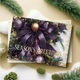 Cartes Pour Fêtes Annuelles Ornements Satin Ruban À feuillage persistant Purpl