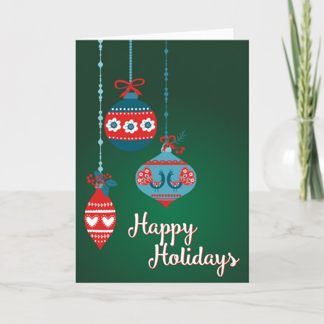 Cartes Pour Fêtes Annuelles Ornements scandinaves Joyeuses Fêtes (Devant)