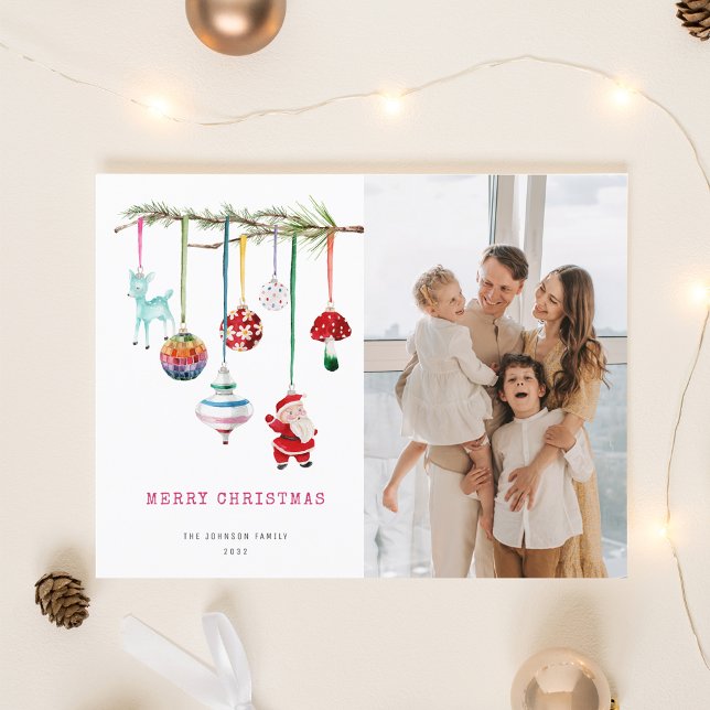 Cartes Pour Fêtes Annuelles Ornements Whimsical Famille Photo Noël (Créateur téléchargé)